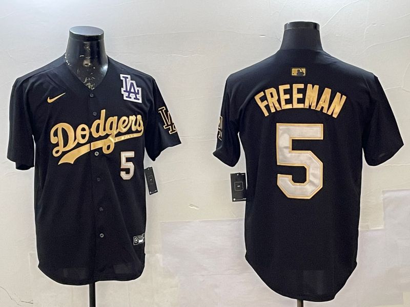 Men Los Angeles Dodgers 5 Freeman Black Gold Game 2025 Nike MLB Jersey style 02251